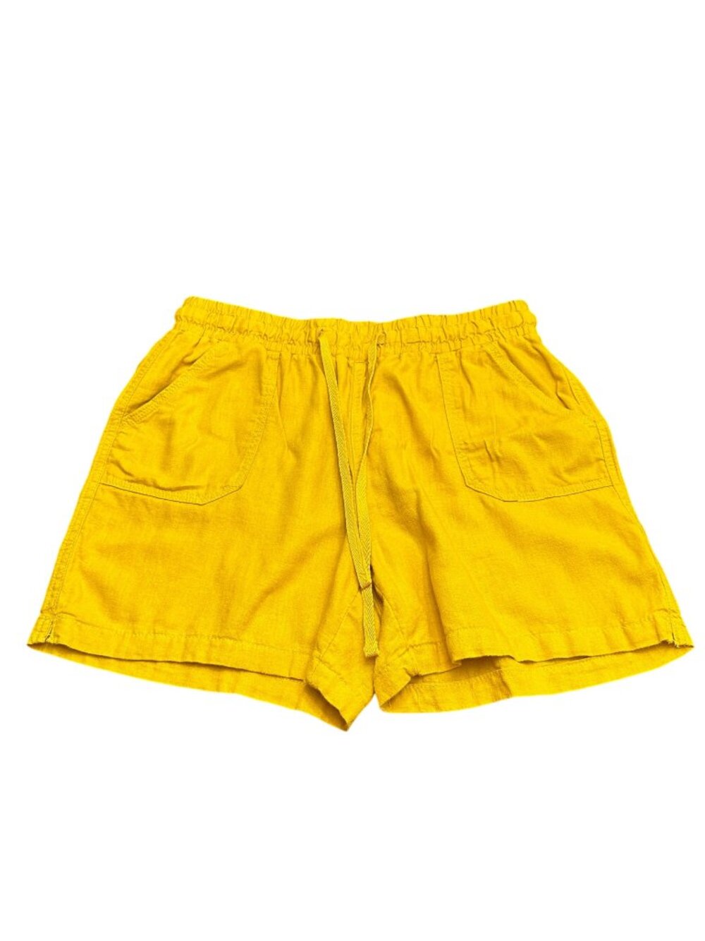 EST 1946 Shorts Women M Mustard Yellow Linen Blend Seaside Pullon Pockets